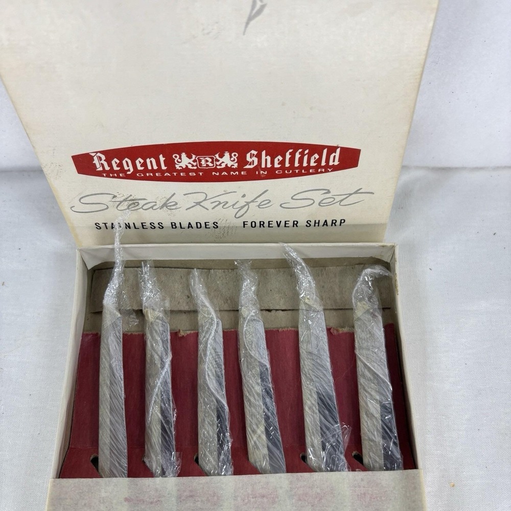 Vintage Regent Sheffield Steak Knife Set Original Box